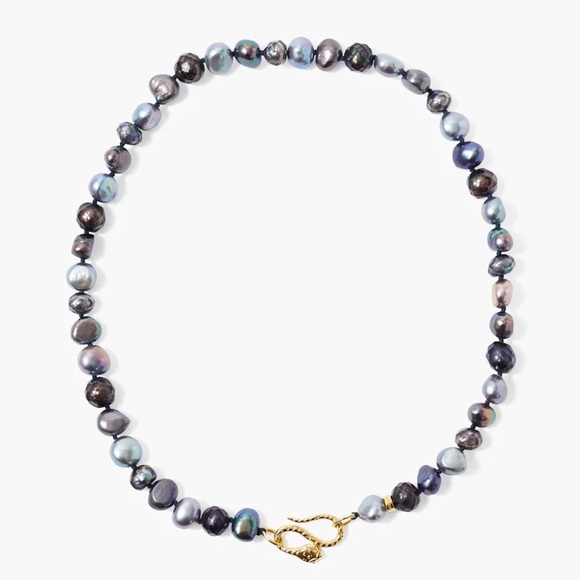 NEW CHAN LUU KESHI PEARL COBRA NECKLACE PEACOCK MIX GOLD PLATED $295 - Picture 1 of 3